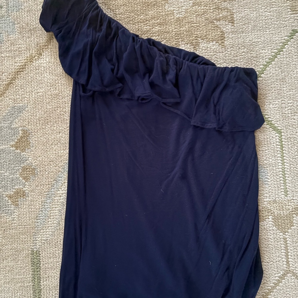 Lilly Pulitzer Navy Ruffle One Shoulder Top - Picture 5 of 5